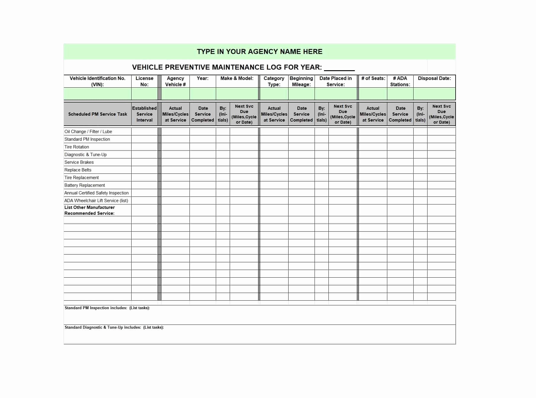 Truck Maintenance Schedule Template Inspirational 40 Printable Vehicle Maintenance Log Templates Template Lab