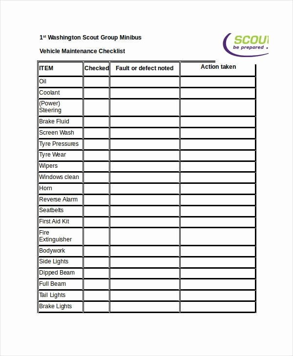 Truck Maintenance Schedule Template Lovely Free 22 Maintenance Checklist Examples &amp; Samples In