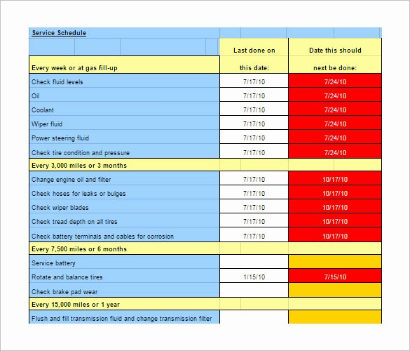 Truck Maintenance Schedule Template Lovely Maintenance Schedule Template 37 Free Word Excel Pdf