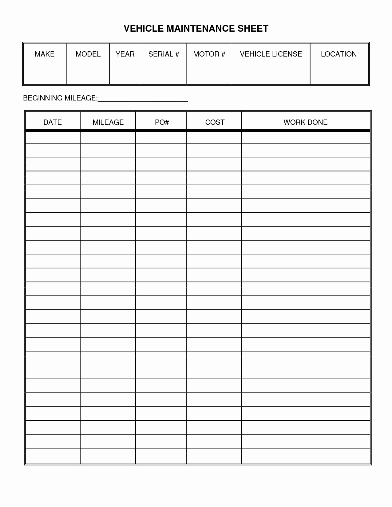 Truck Maintenance Schedule Template Lovely Vehicle Maintenance Log Sheet Template