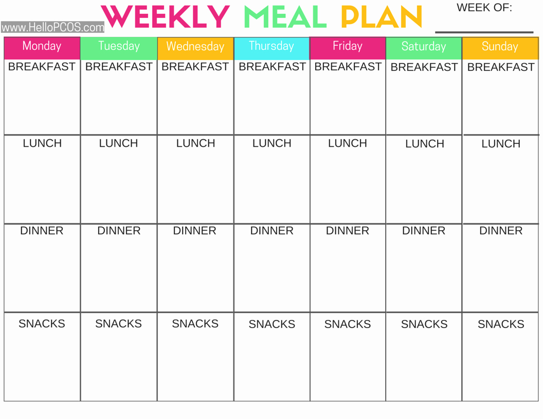 Two Week Meal Planner Template Best Of Diet Plan Pcos Diet Plan