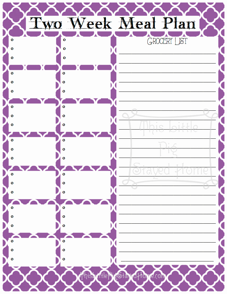 Two Week Meal Planner Template Inspirational Two Week Meal Planners