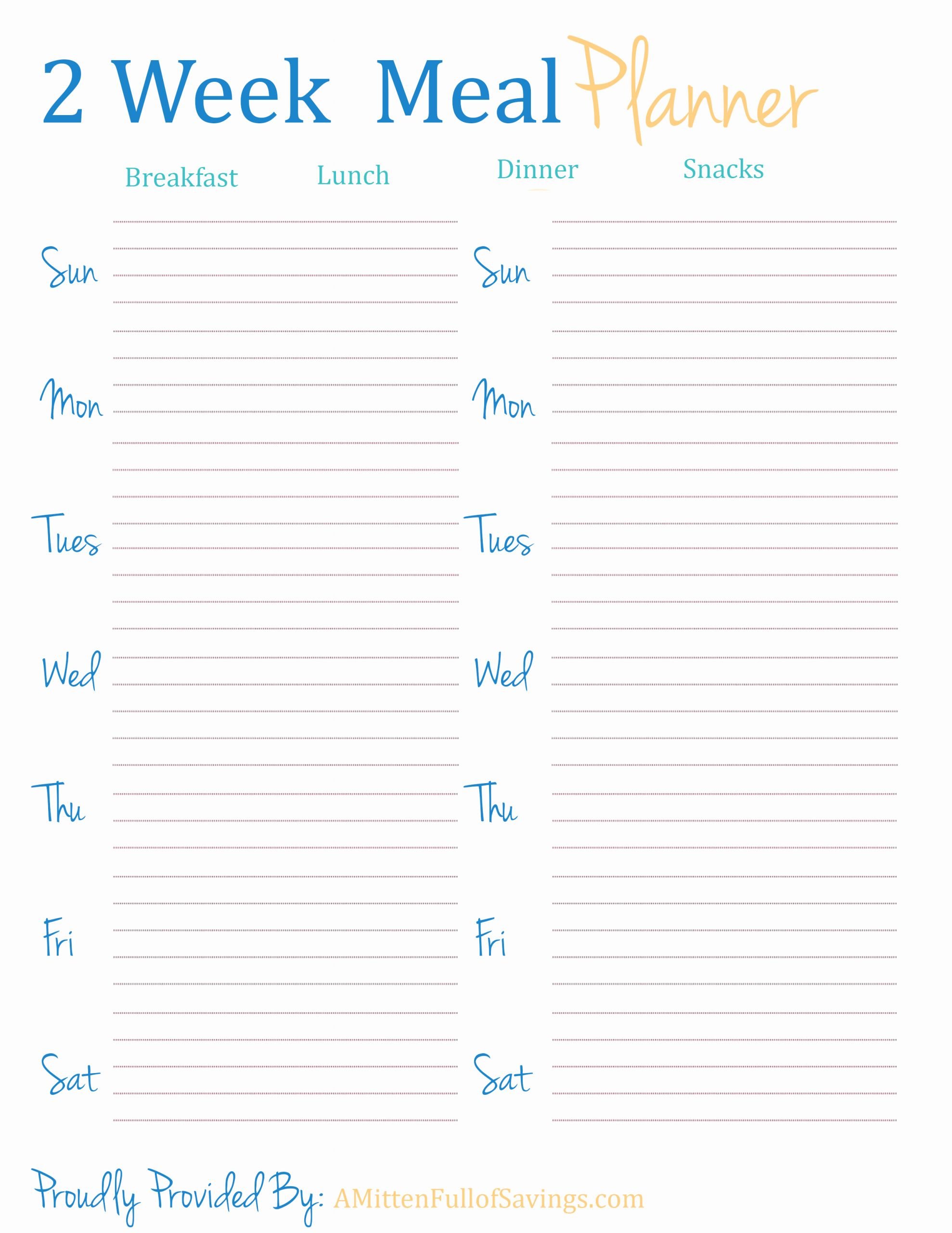 Two Week Meal Planner Template Lovely Bi Weekly Meal Planner Template Driverlayer