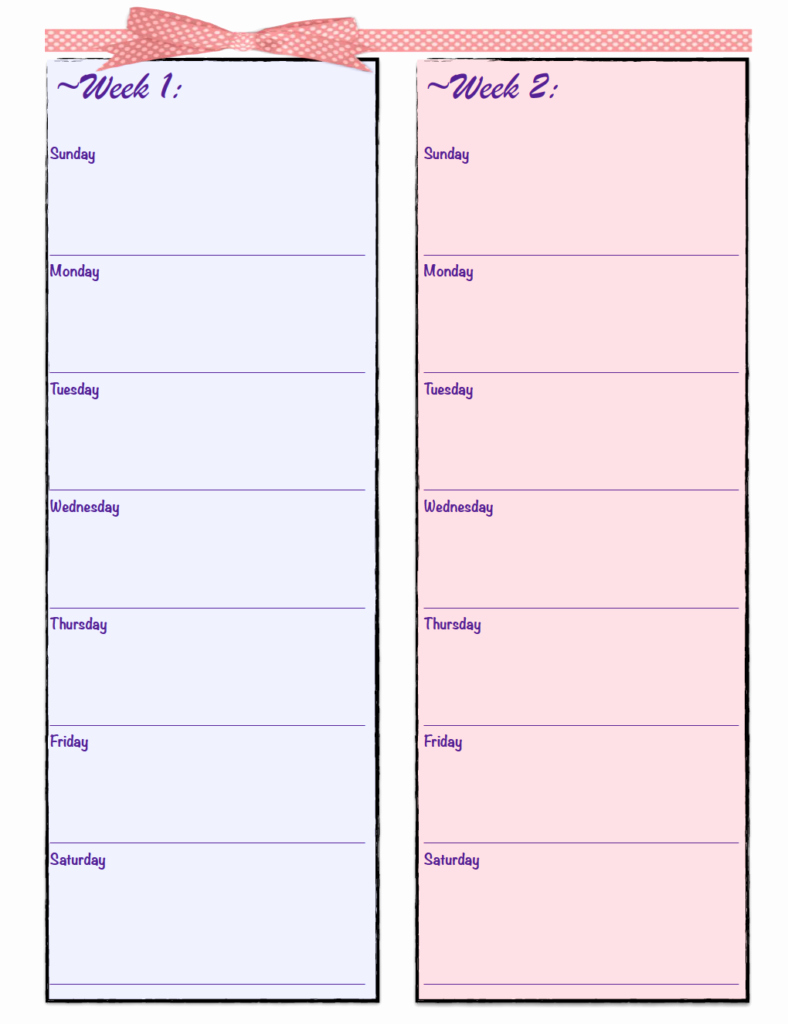 Two Week Meal Planner Template New Free Printable 2 Week Meal Planners 4 Designs