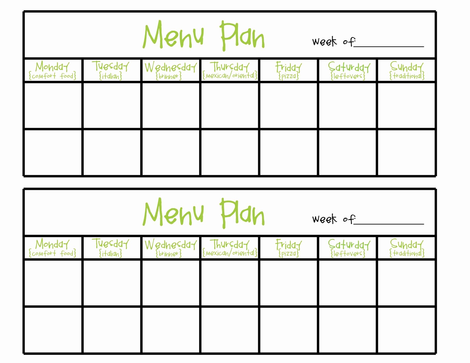 Two Week Meal Planner Template Unique Simply Plicated Menu Planning