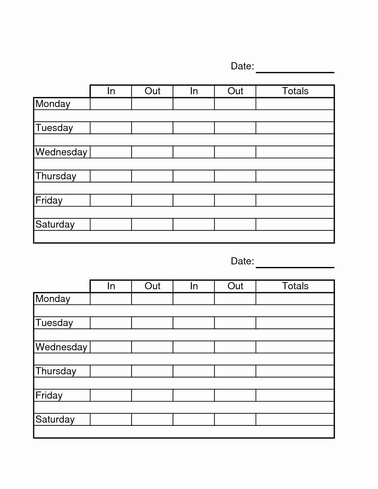 Two Week Schedule Template Awesome Two Week Time Sheets Employee Time Sheets