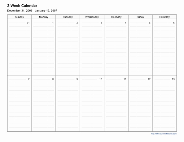 Two Week Schedule Template Best Of Printable 2 Week Calendar Calendarsquick