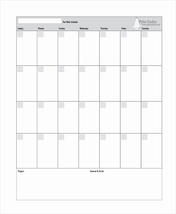 Two Week Schedule Template Inspirational 16 Calendar Templates