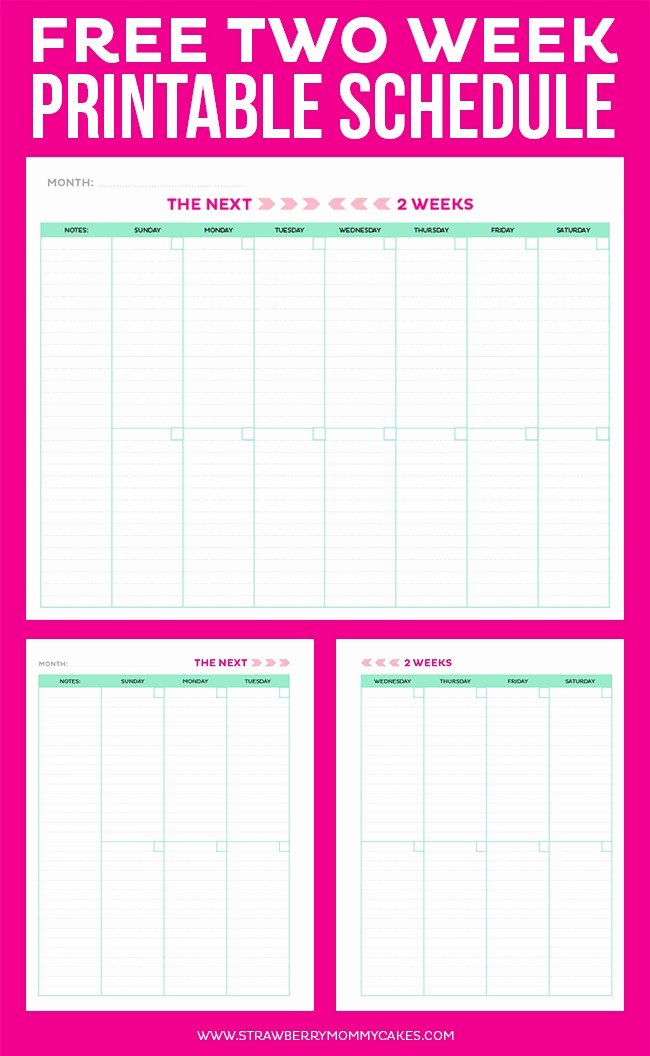 Two Week Schedule Template Luxury Printable Weekly Calendar Get organized Two Weeks at A Time