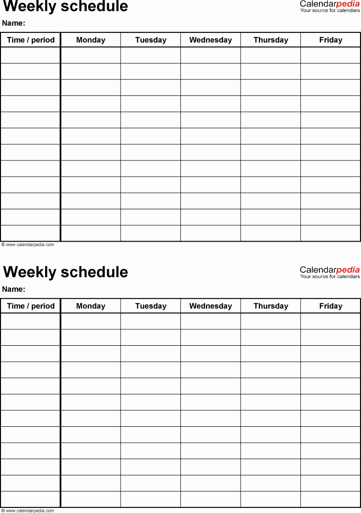 Two Week Schedule Template Luxury Weekly Schedule Template for Pdf Version 4 2 Schedules On