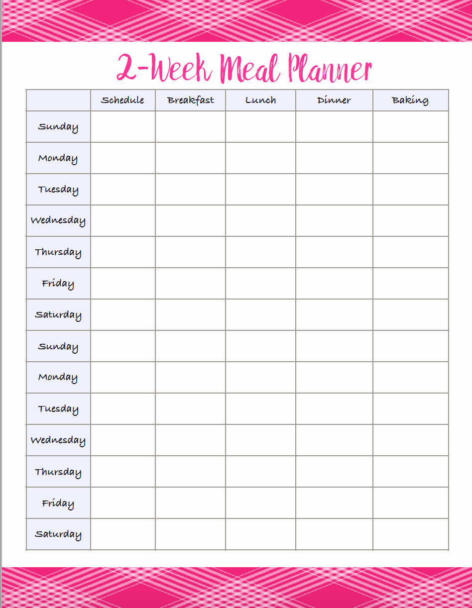 Two Week Schedule Template New 4 Free Printable Meal Planners &amp; Grocery Lists Save Time