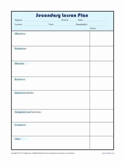 Unit Lesson Plans Template Best Of Daily Lesson Plan Template with Subject Grid Secondary