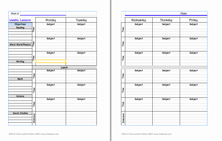 Unit Lesson Plans Template Inspirational Editable Lesson Plan Template Portrait Chalkspot