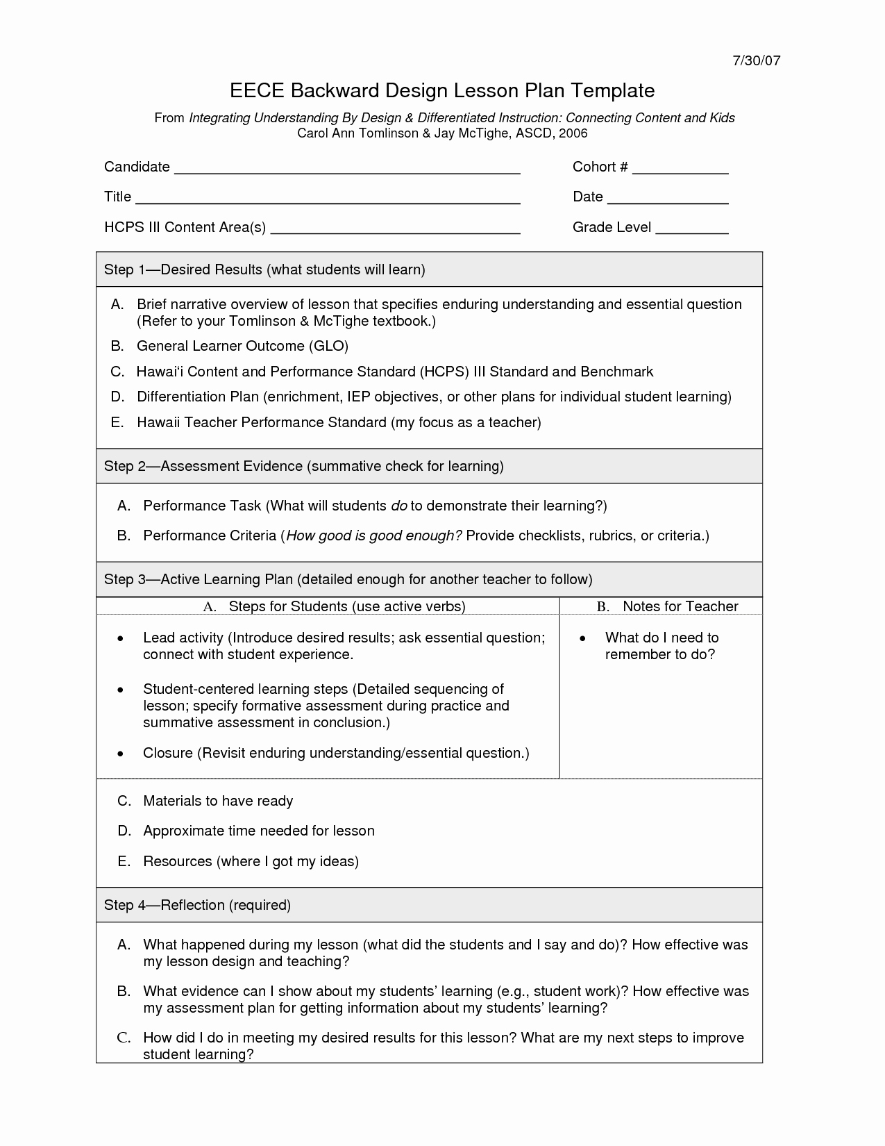 Unit Lesson Plans Template Luxury Backward Design Lesson Plan Example