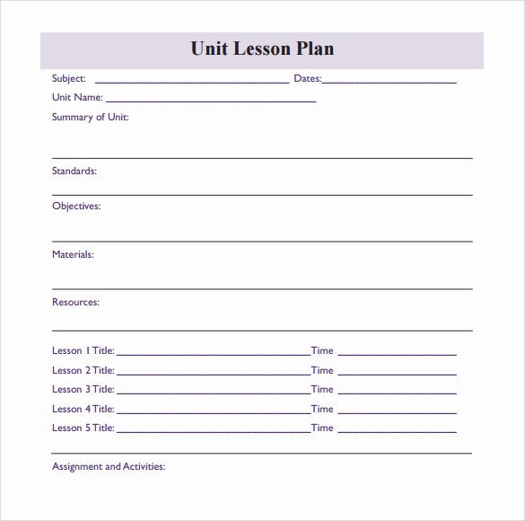 Unit Lesson Plans Template Luxury Unit Plan Template