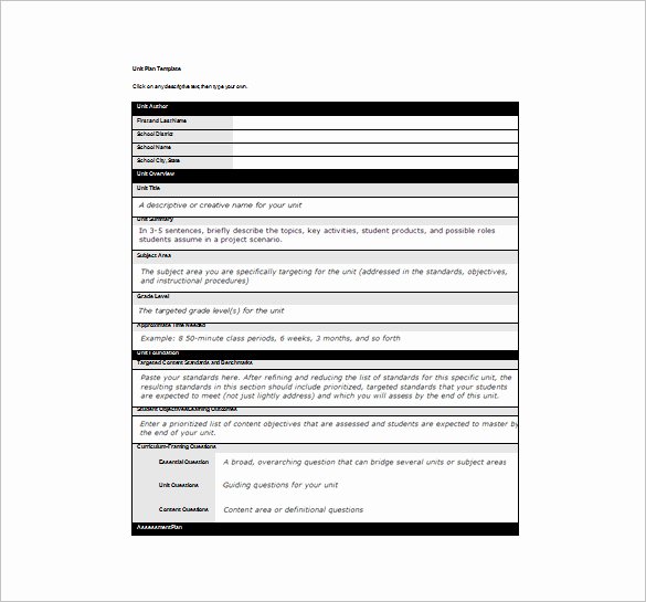 Unit Plan Template Common Core Beautiful Unit Plan Template