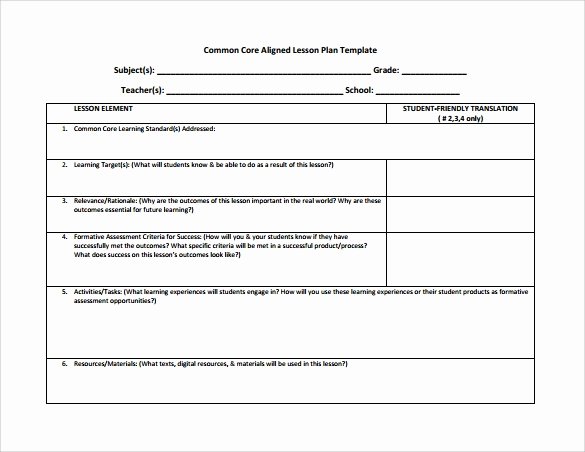 Unit Plan Template Common Core Inspirational Free 7 Sample Mon Core Lesson Plan Templates In Google