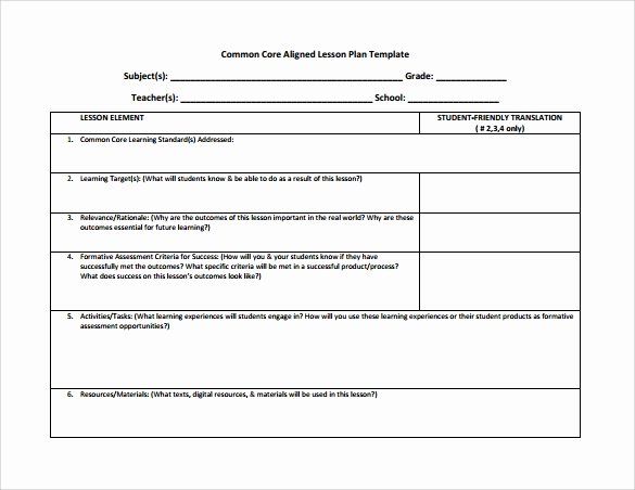 Unit Plan Template Common Core Inspirational Free 7 Sample Mon Core Lesson Plan Templates In Google