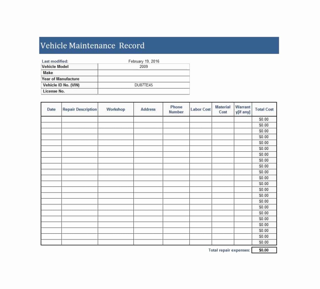 Vehicle Maintenance Schedule Template Excel Awesome Fleet Management Spreadsheet Free Download Spreadsheet