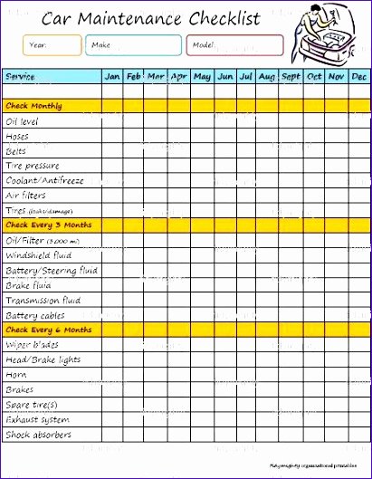 Vehicle Maintenance Schedule Template Excel Elegant 6 Maintenance Checklist Template Excel Exceltemplates