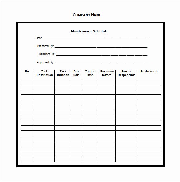 Vehicle Maintenance Schedule Template Excel Lovely Vehicle Maintenance Schedule Template 13 Free Word