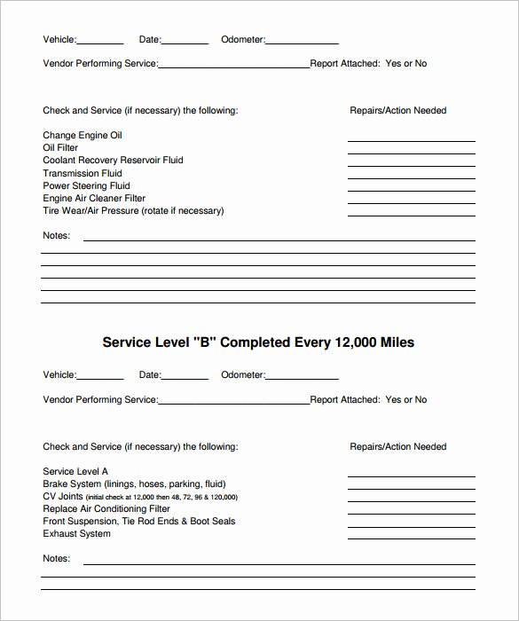 Vehicle Maintenance Schedule Template Excel Unique Vehicle Maintenance Schedule Template 13 Free Word