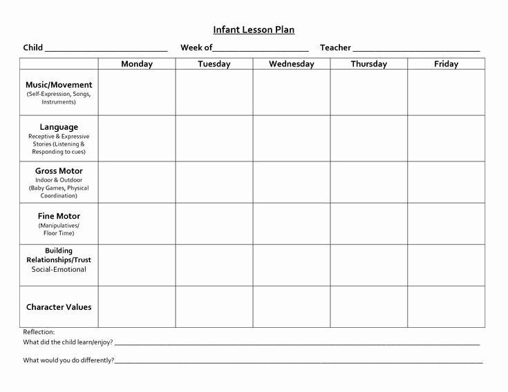 Vpk Lesson Plan Template Awesome Infant Blank Lesson Plan Sheets