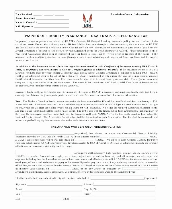 Waiver form Template for Sports Best Of Certificate Of Insurance Template Doc – Tekprogapp