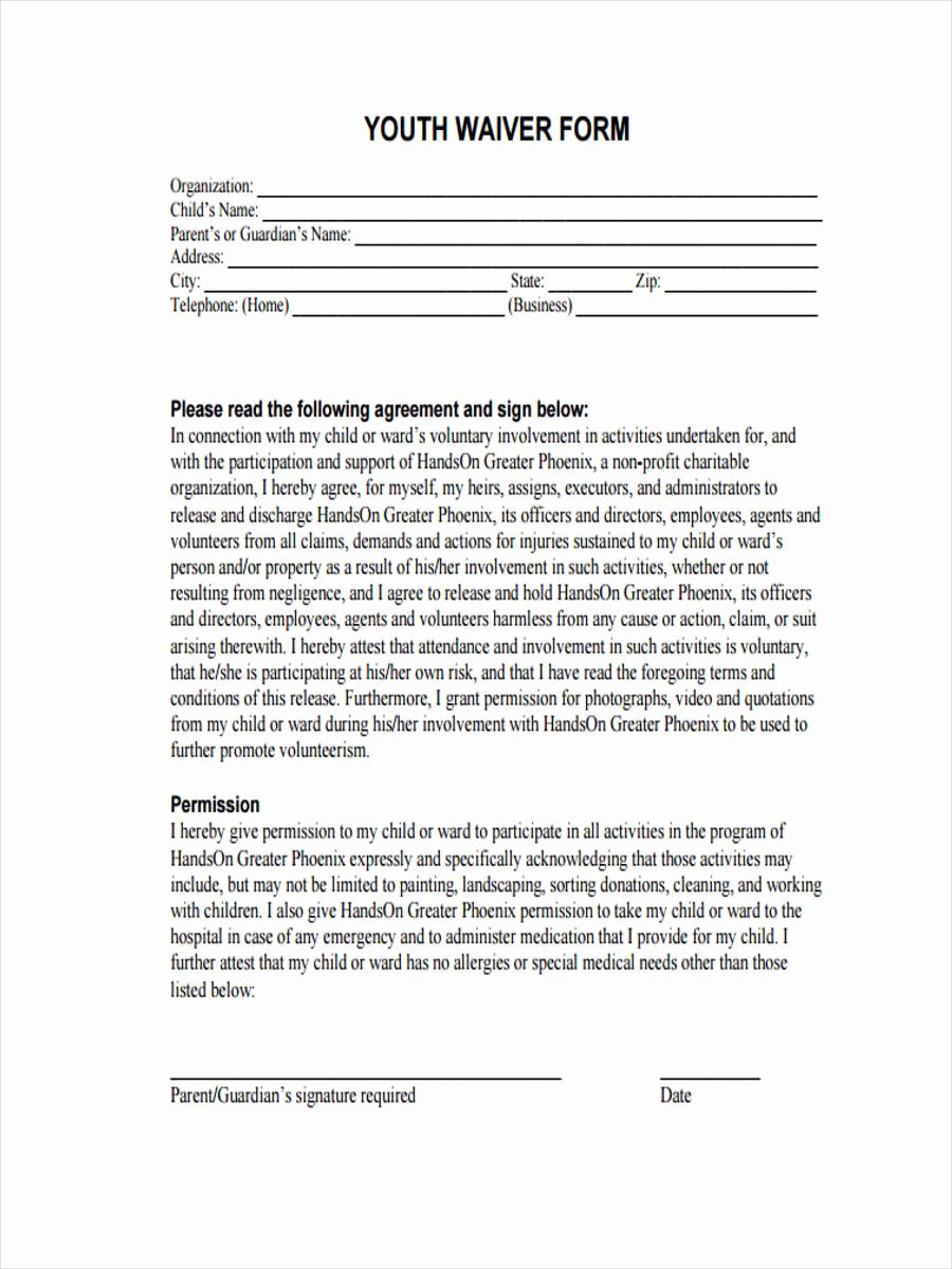 Waiver form Template for Sports Luxury Free 8 Sports Waiver forms In Samples Examples formats