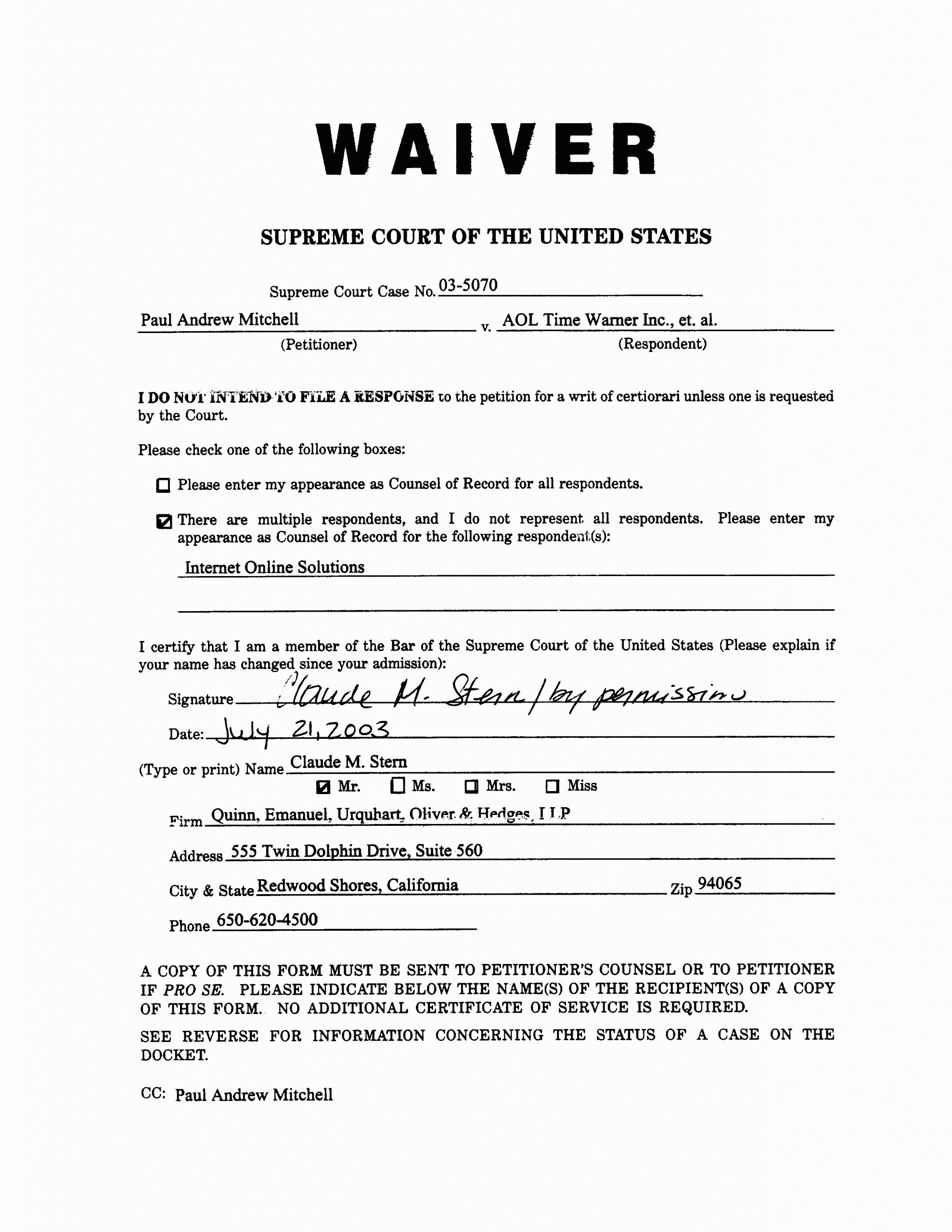 Waiver form Template for Sports Luxury Index Of Cc Aol Waiver 2003 07 21 2