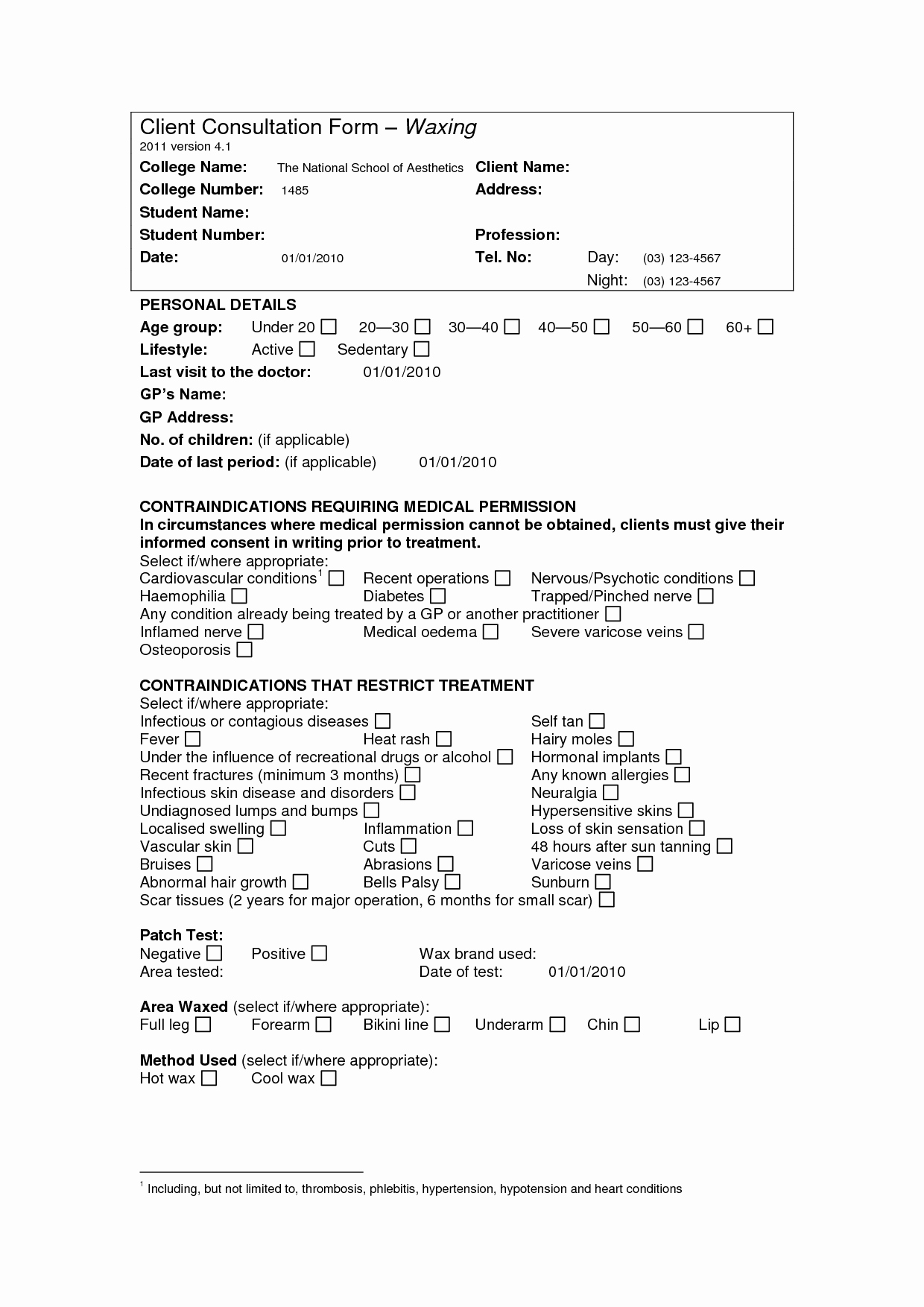 Waxing Consent form Template Awesome Example Of A Waxing Consultation Spa