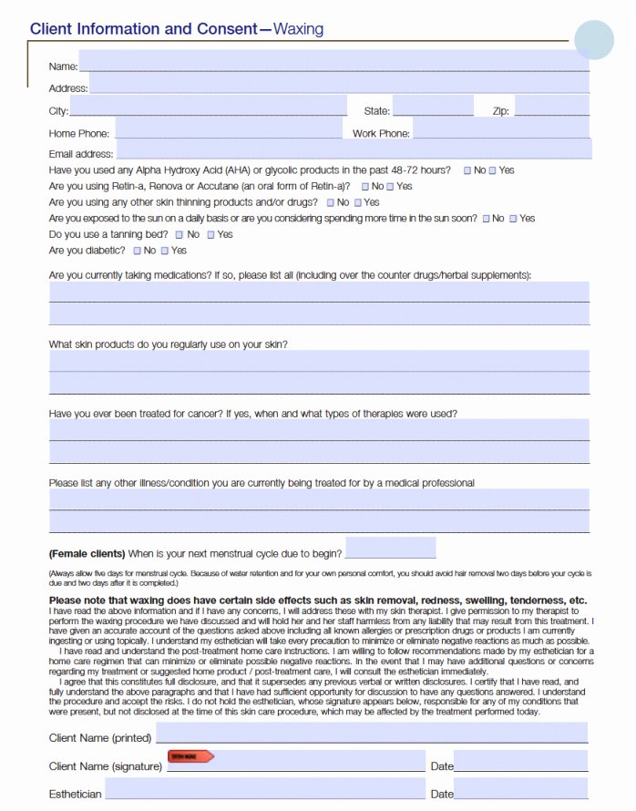 Waxing Consent form Template Best Of Permanent Makeup Consent form