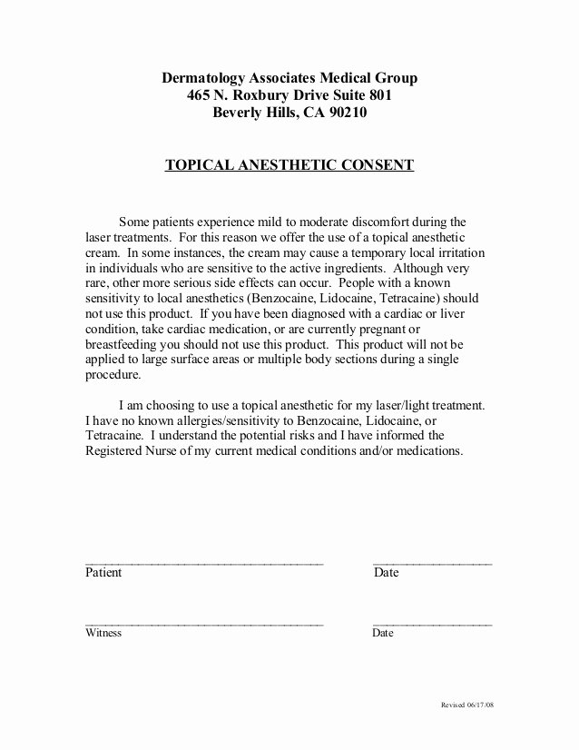 Waxing Consent form Template Lovely Laser Hair Removal Consent form