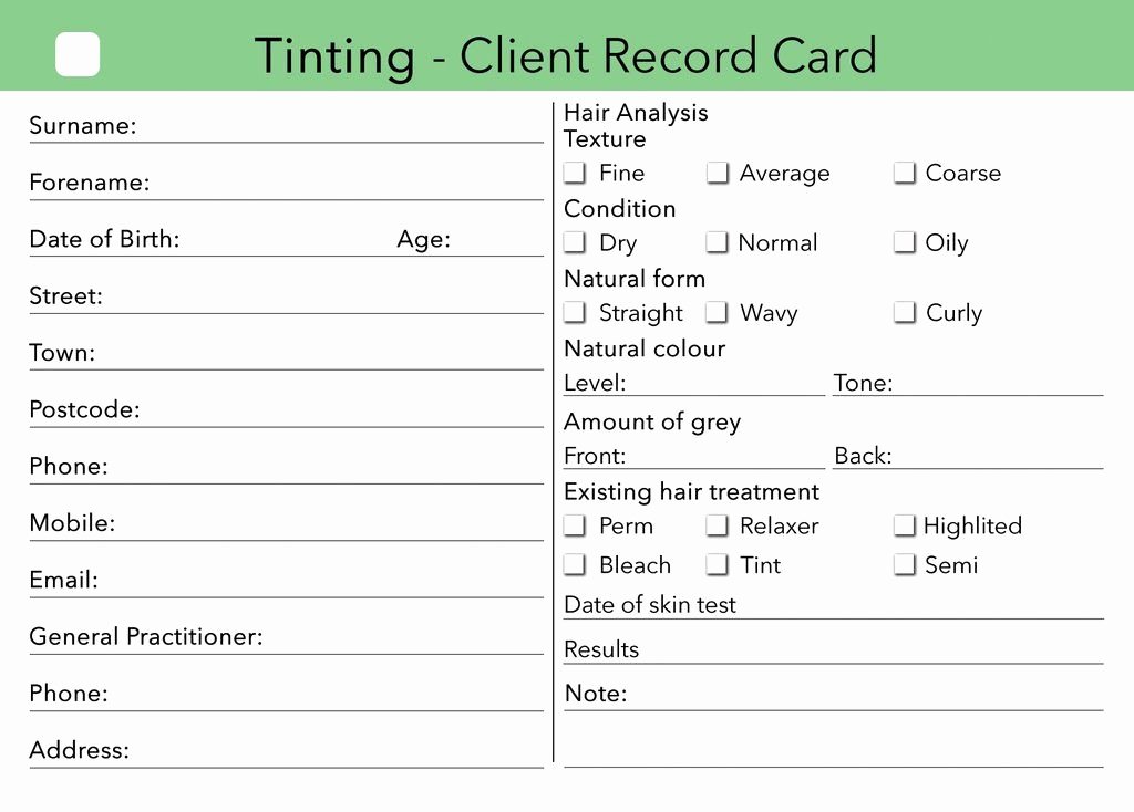 Waxing Consent form Template New Beauty Client Card Treatment Consultation Card In 2019