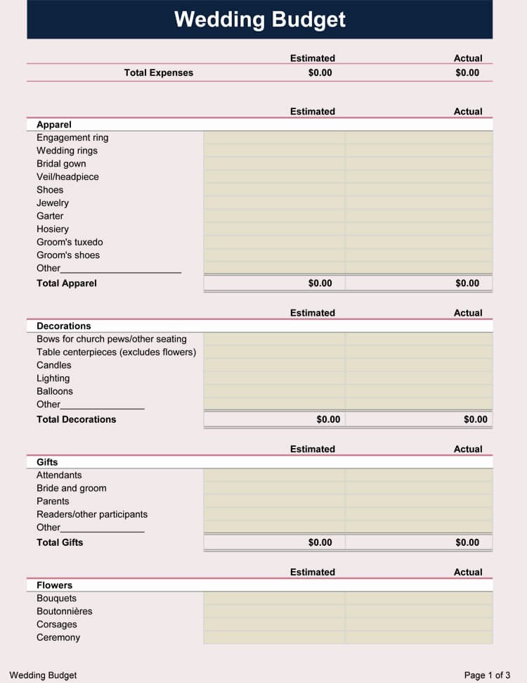 Wedding Budget Planner Template Lovely Free Wedding Bud Worksheets 14 Templates for Excel