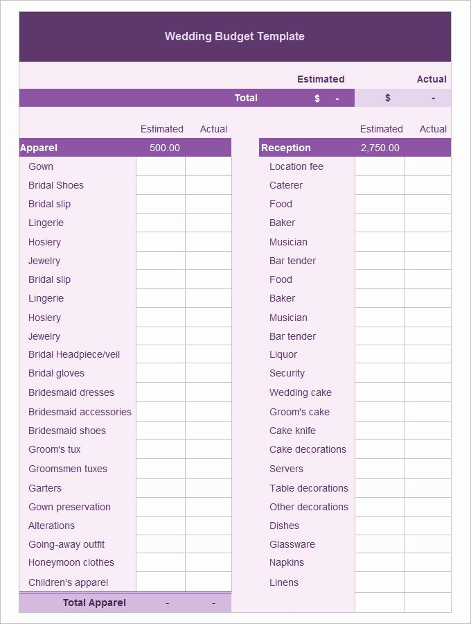 Wedding Budget Planner Template Lovely Wedding Bud Template 16 Free Word Excel Pdf