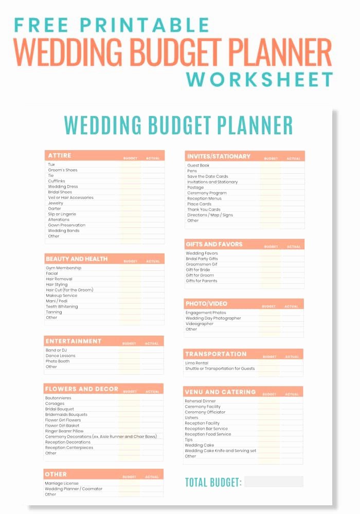 Wedding Budget Planner Template Luxury Free Printable Wedding Bud Planner Worksheet