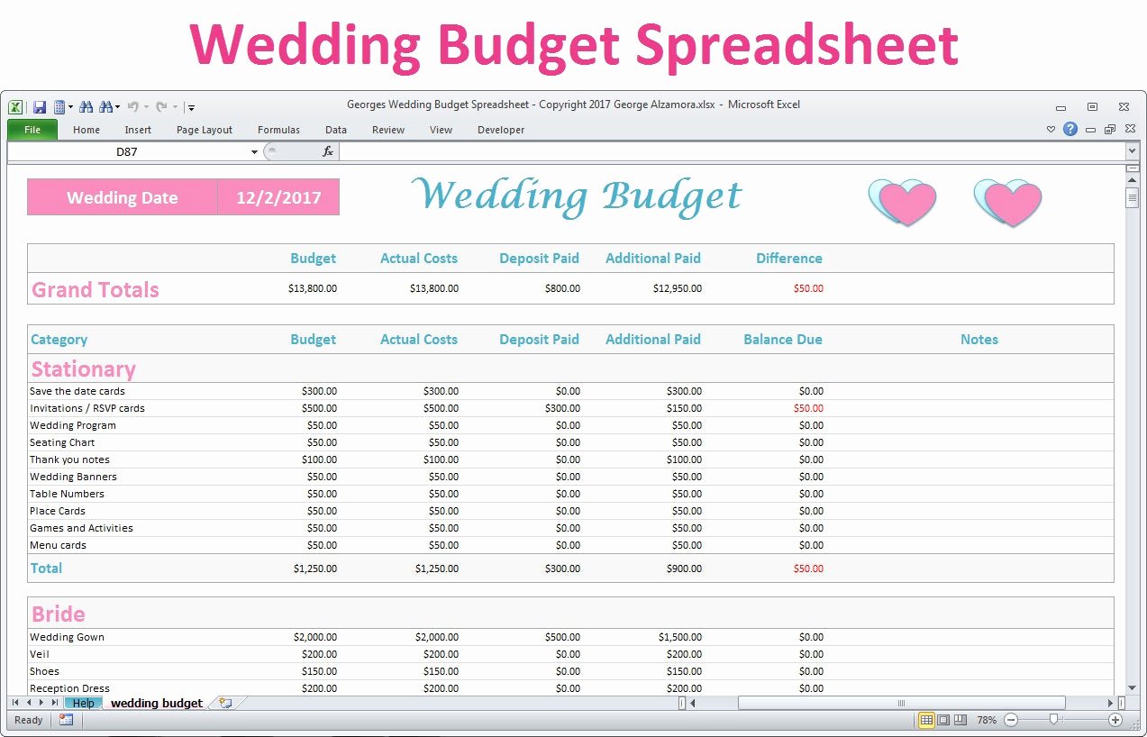 Wedding Budget Planner Template Unique Wedding Bud Spreadsheet Planner Excel Wedding Bud