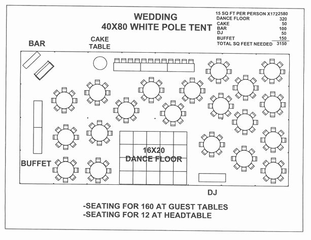 Wedding Floor Plan Template Elegant Wedding 40x80 White Pole Tent A