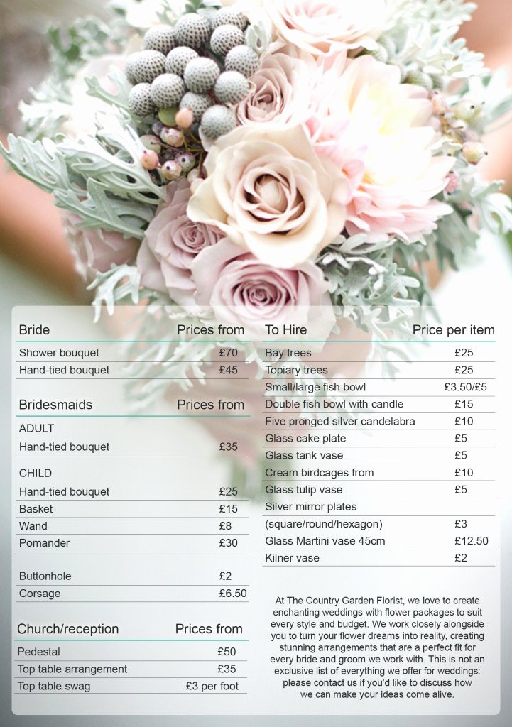 Wedding Flowers order form Template Awesome Great Wedding Bouquet Prices 2016