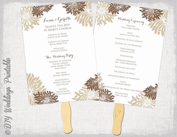 Wedding Flowers order form Template New Printable Wedding Fan Program Template Flower