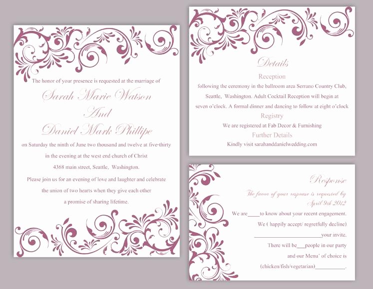 Wedding Invitation Diy Template Awesome Diy Wedding Invitation Template Set Editable Word File