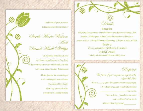 Wedding Invitation Diy Template Fresh Diy Wedding Invitation Template Set Editable Word File