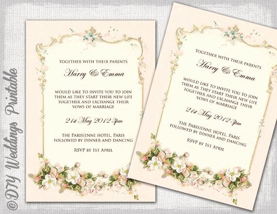 Wedding Invitation Diy Template Lovely Wedding Invitation Template Parisian Diy by