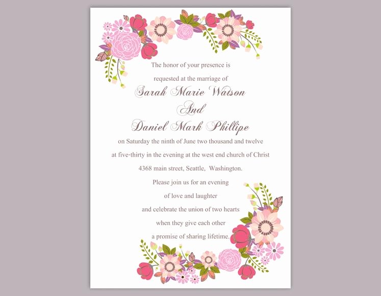 Wedding Invitation Template for Word Inspirational Diy Wedding Invitation Template Editable Word File Instant