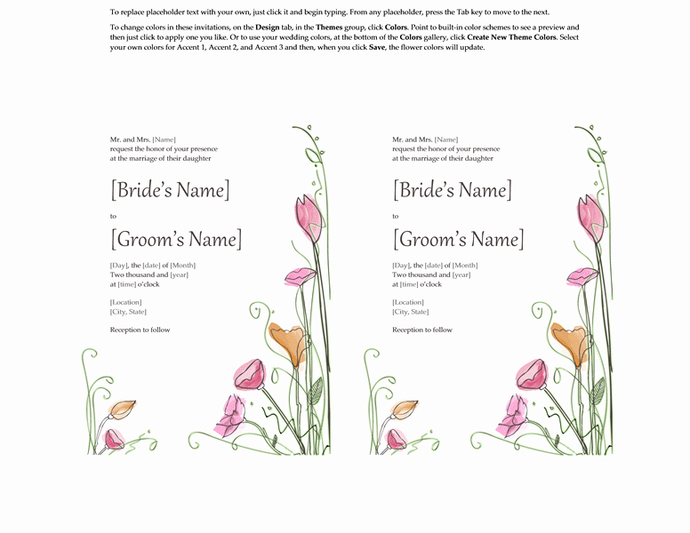 Wedding Invitation Template for Word New Microsoft Word 2013 Wedding Invitation Templates