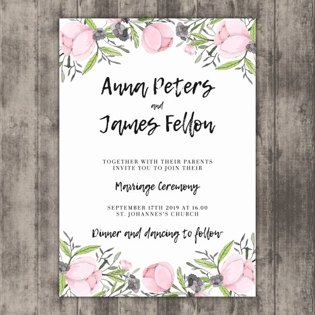 Wedding Invitation Template Free Awesome Floral Wedding Invitation Template On Wood Vector