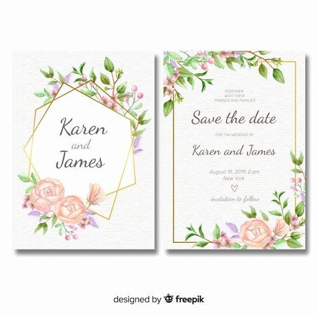 Wedding Invitation Template Free Download Inspirational Floral Wedding Invitation Template with Golden Frame