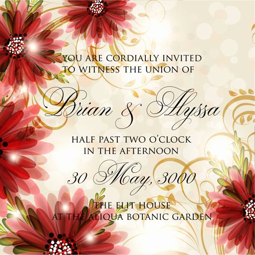 Wedding Invitation Template Illustrator Beautiful Beautiful Flowers Wedding Invitation Card Vector Set Free