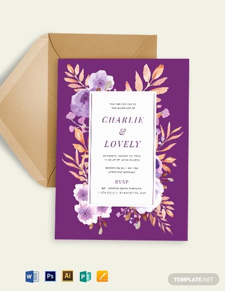 Wedding Invitation Template Illustrator Best Of Purple Wedding Invitation Template Word Psd